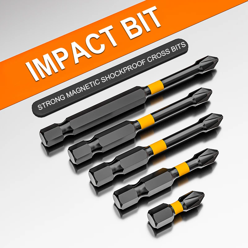 12pcs Magnetic Batch Head Impact Strong Cross High Hardness 25/50/65/70/90/150mm Anti Non-slip WaterProof PH2 Screwdriver Set