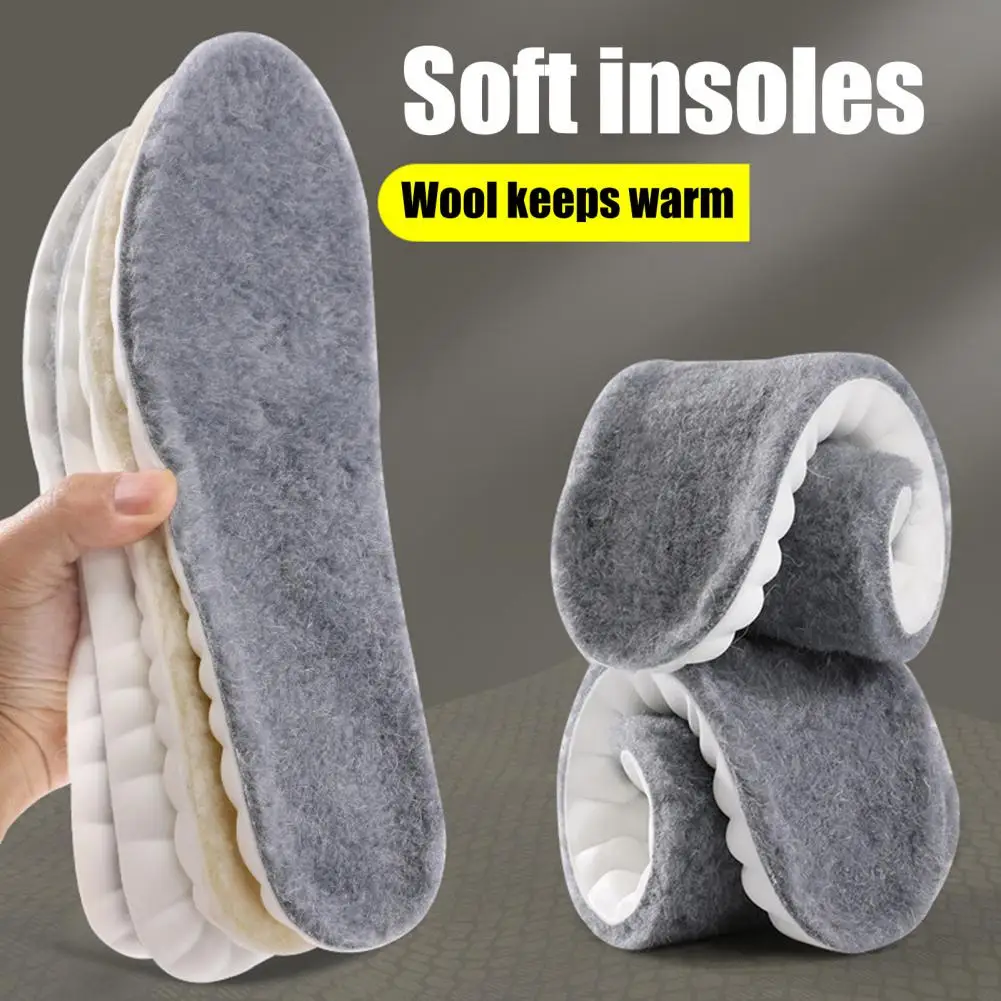 2pcs Self Heated Thermal Insoles for Feet Winter Warm Wool Thermal Memory Foam for Men Women Sports Shoes Self-heating Shoe Pads