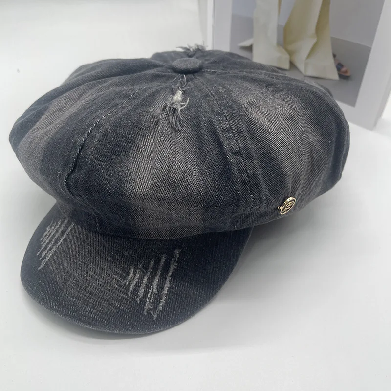 Vintage Gradient Beret Hat Lightweight Breathable Unisex Holey Artist Design Small-Face Shape Men Women Casual French Style