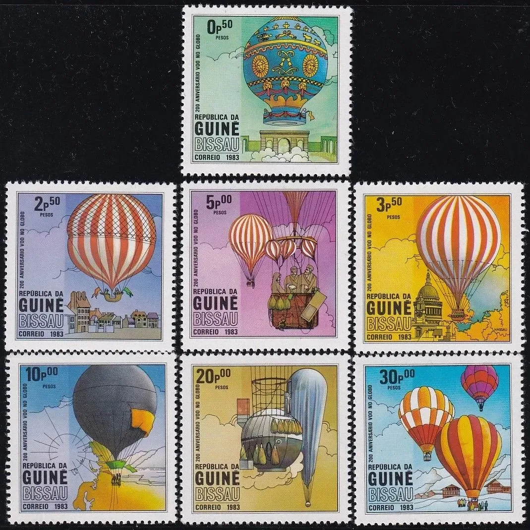 Guinea-Bissau Post Y1983 Erste Menschliche Ballonfahrt 200 Jahre 1 Set 8 Neue Sammlerbriefmarken Material für Scrapbooking – Detail 3