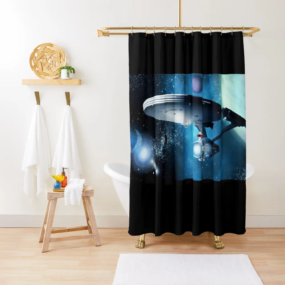 

Enterprise A - Where Silence Has Lease Shower Curtain Bathroom Accessorys Window Bathroom Deco Curtain