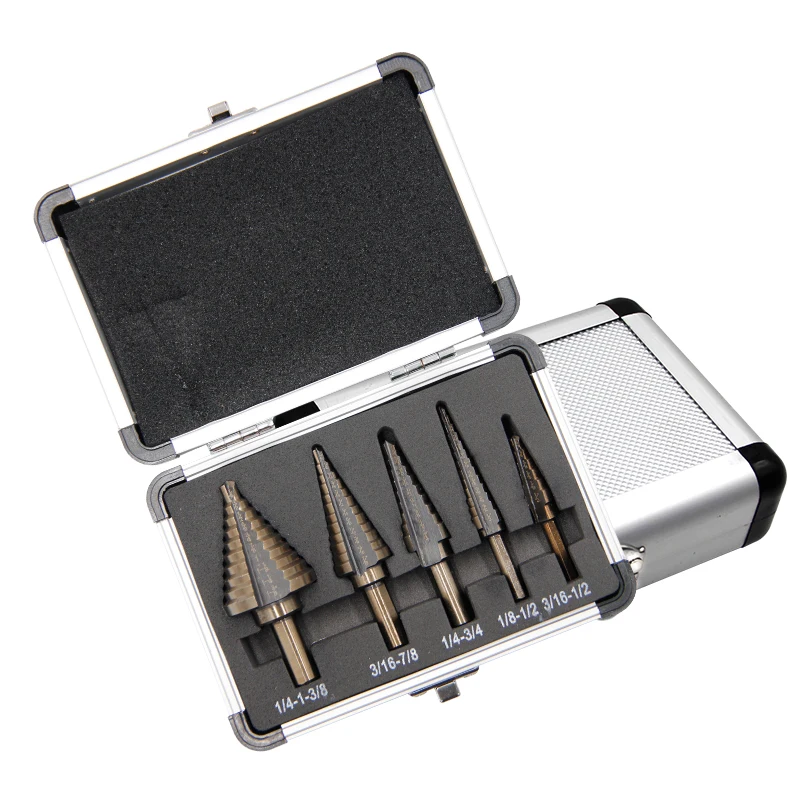 British style roasted yellow step drill triangular straight groove blacken pagoda drill aluminum box Power tool drill accessory