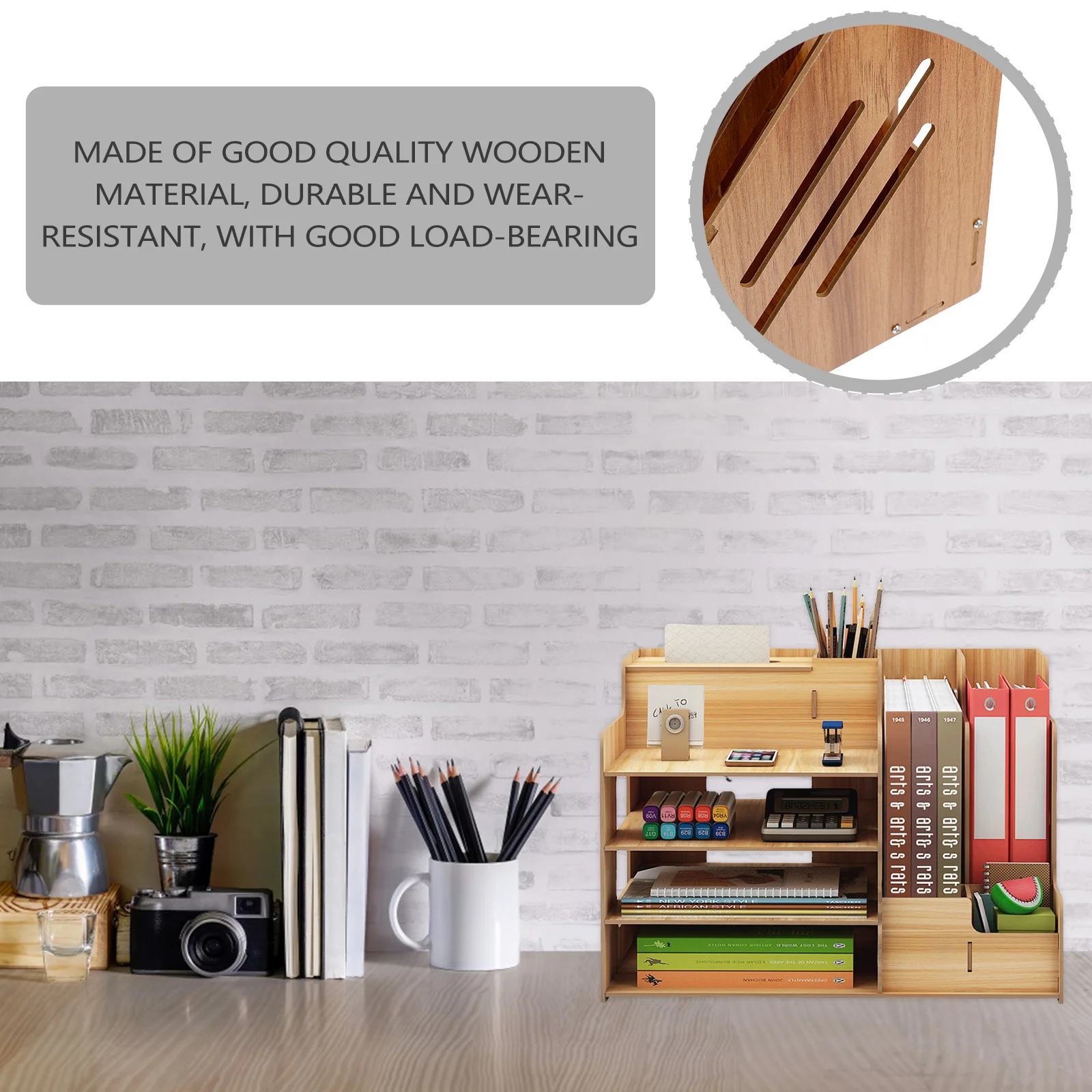 

Shelf Organizing Rack Wooden Storage Tabletop Desk Organizer Desktop Holder Bookshelf Stationery