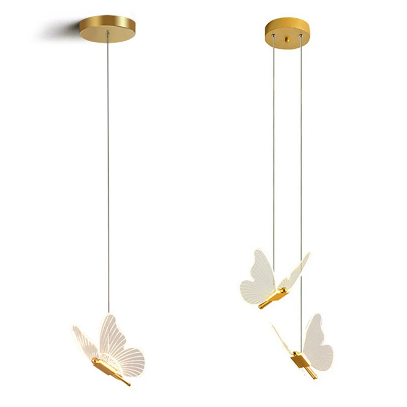 

Butterfly LED Pendant Lights Nordic Golden Bedside Chandelier Lighting For Living Room Bedroom Bedside Lamp