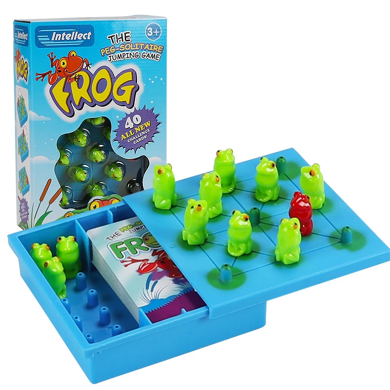 Frog Checkers Board Game Logical Thinking Toys Kids Montessori Intellectual Puzzle IQ Challenge Juegos De Ingenio