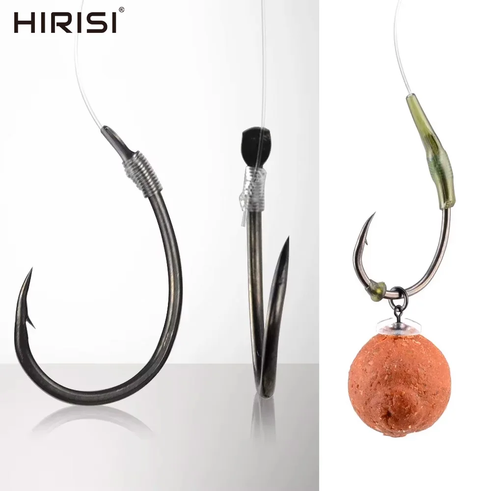 Hirisi 50pcs PTFE Coating Barbed Fish Hooks Carp Fishing Barb Hooks Accessories 7011