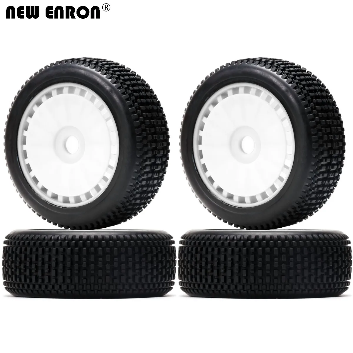 Lot 2 Pneus RC 1/8 Avec Jantes ABS – Hex 17 Mm, Diamètre 100 Mm, Largeur 41 Mm – Blanc/Noir/Orange