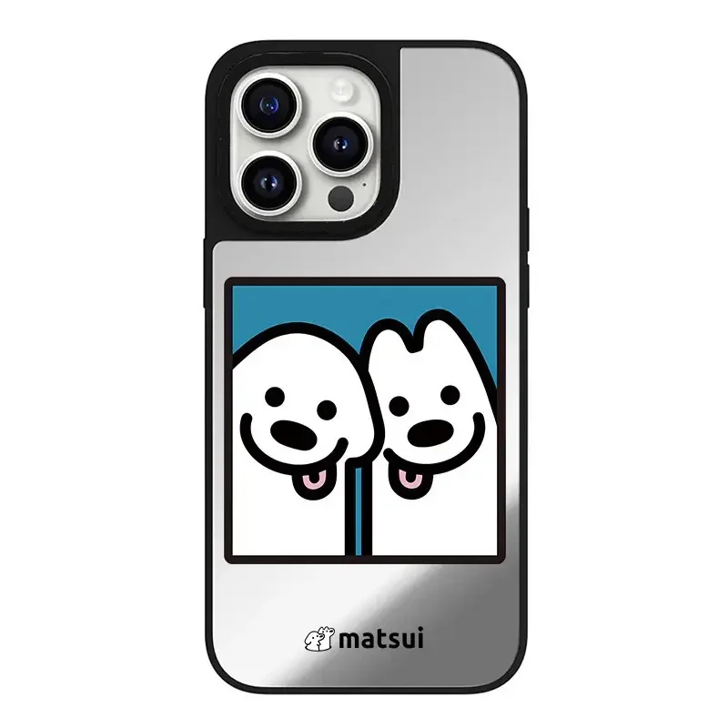 Cute Dog Friend Mirror Surface MagSafe Phone Case Cover for iPhone 11 12 13 14 15 Pro Max Case for iPhone 15 Pro Max