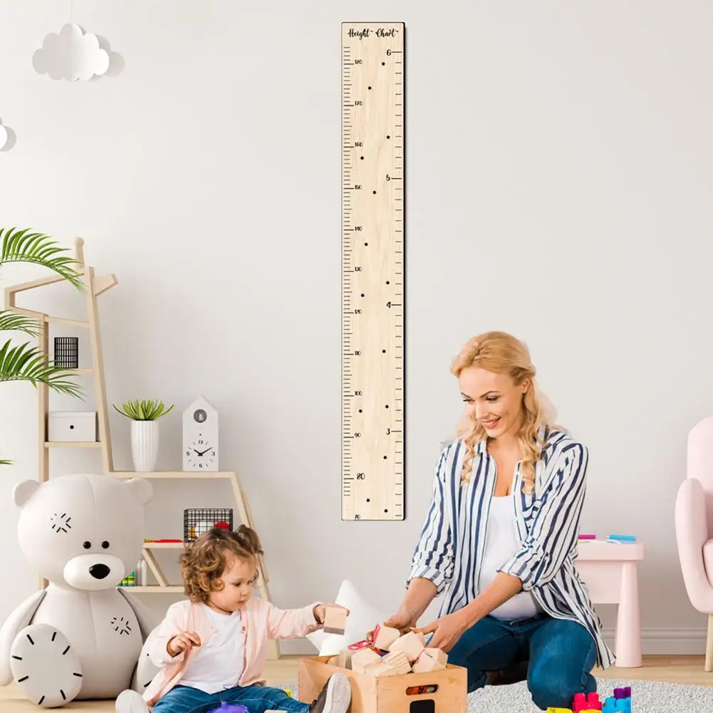 Wall Hanging Kids Growth Chart Precise Scale Children Room Wooden Splicing Height Measurement Ruler