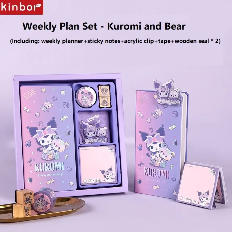 Kinbor Kawaii Week Planner Stationery Set Work Plan Notepad Organizer Self-filled Small Squares Portable Journaling Supplies