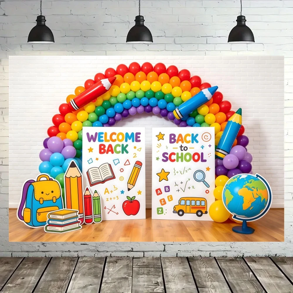 Welcome Back to School Photography Backdrop Student First Day of Preschool Classroom Children Portrait Photo Background Poster