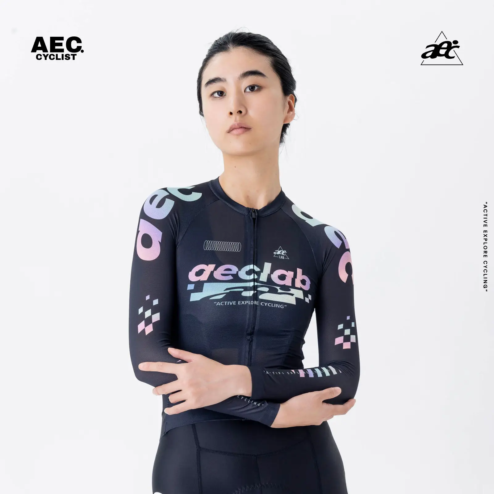 

AEC Cyber Glow Series Cycling Jersey Women Road Bike Long Sleeve Bicycle Jersey Zipper Lightweight Breathable Quick Dry Bike Top