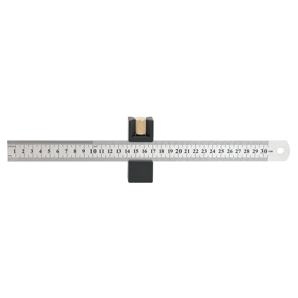Precision Scribing Gauge Featuring Brass Screws and Locking Ruler Stopper for Reliable Measurement in Workshop Applications