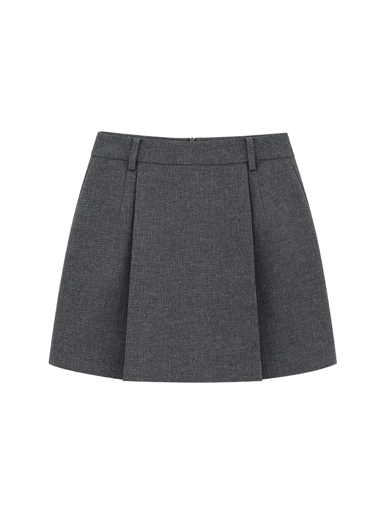 High Waist Pleated A-Line Skirt Women Summer Gray Office Mini Skirt Slim Fit Commuter Style Fashion Skirt for Work Casual Wear