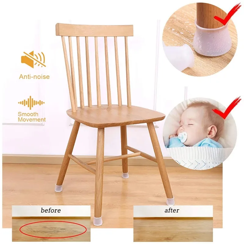 8Pcs Silicone Chair Legs Non-Slip Pads Quadrate Furniture Chair Leveling Feet Mat Floor From Scratches Protectors Mat Home Decor