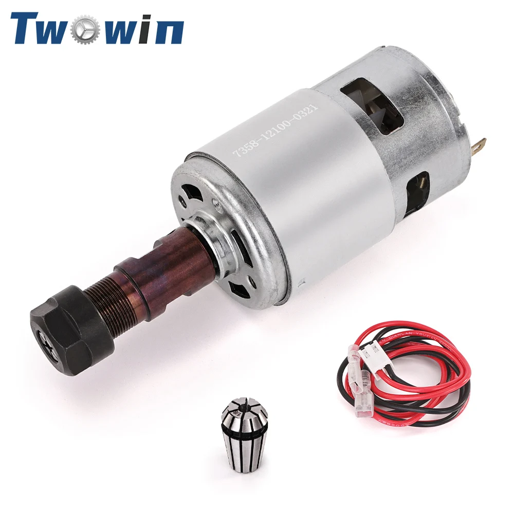 TWOWIN 775 Spindle Motor 20000 RPM DC 24V Mini Ball Bearing Large Torque Low Noise High Power Spindle for CNC 3018 Engraver