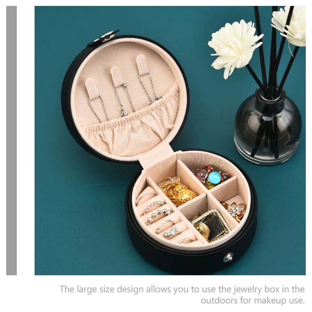 Portable Buckle Jewelry Box Large Travel Case Ring Earrings Storage Organizer Compact Jewelry Holder