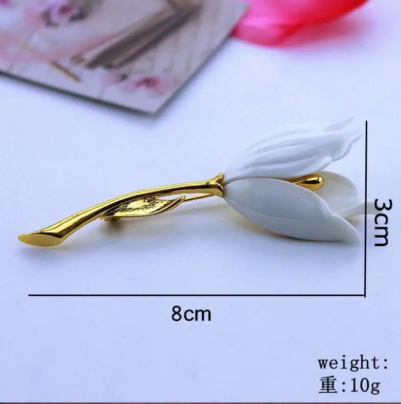 1pc Tulip Flower Brooches For Women Spring Fashion Pin Elegant