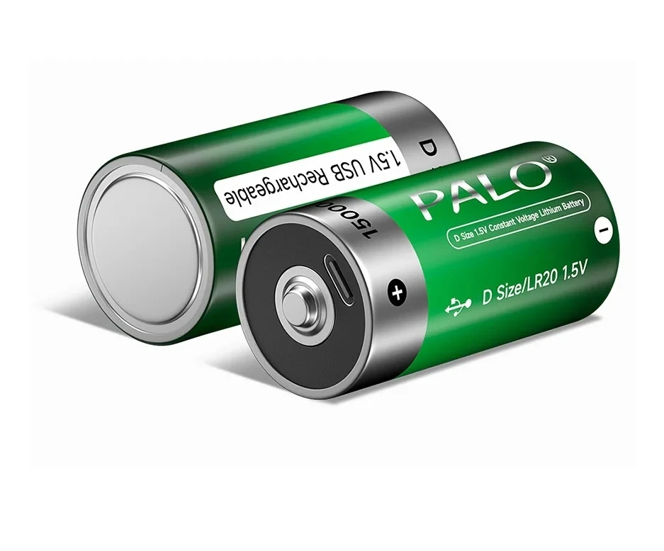 PALO 100% Original 1.5V D Size Rechargeable Battery Type-C USB Charging D R20 LR20 Li-ion Batteries Battery For Heater Gas Stove