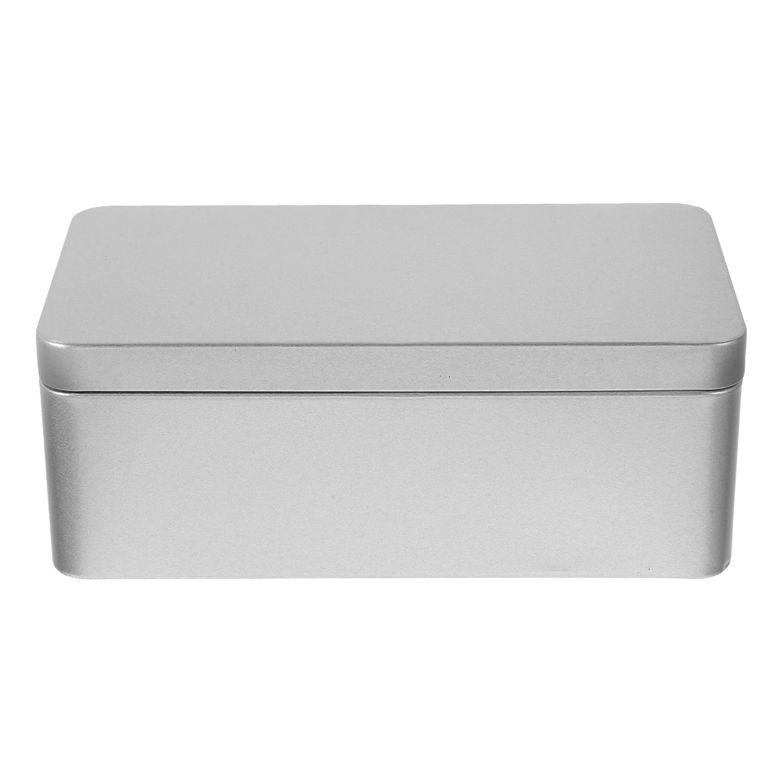 

Rectangular Tinplate Storage Box Large Capacity Silver 18x9.8x6.5cm Food Container Empty Jewelry Metal Keepsake Candy Tin