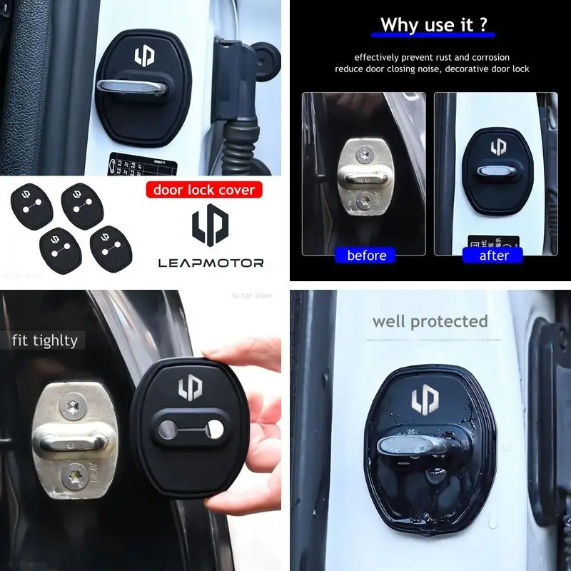 Practical Shock‑Absorbing Door‑Latch Silicone Protector For Leapmotor B10 C10 Lafa5 T03 C11 C01 Car Interior Mod Parts