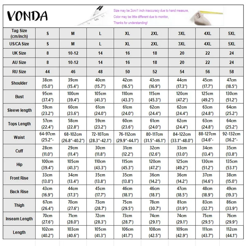 VONDA Plus Size Sets Women Long Sleeve 3D Flower Blouse and Long Pants Elegant Office Lady Streetwear 2PCS Casual Fashion Outfit