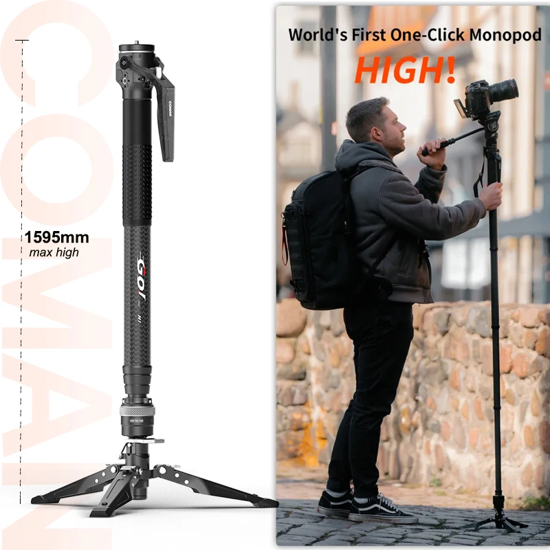 Монопод COMAN M1, легкий дорожный монопод из углеродного волокна для DSLR-камеры, подставка с держателем, максимальная нагрузка, 44 фунта/20 кг, сумка для переноски в комплекте Монопод COMAN M1, легкий дорожный монопод из углеродного волокна для DSLR-камеры, подставка с держателем, максимальная нагрузка, 44 фунта/20 кг, сумка для переноски в комплекте