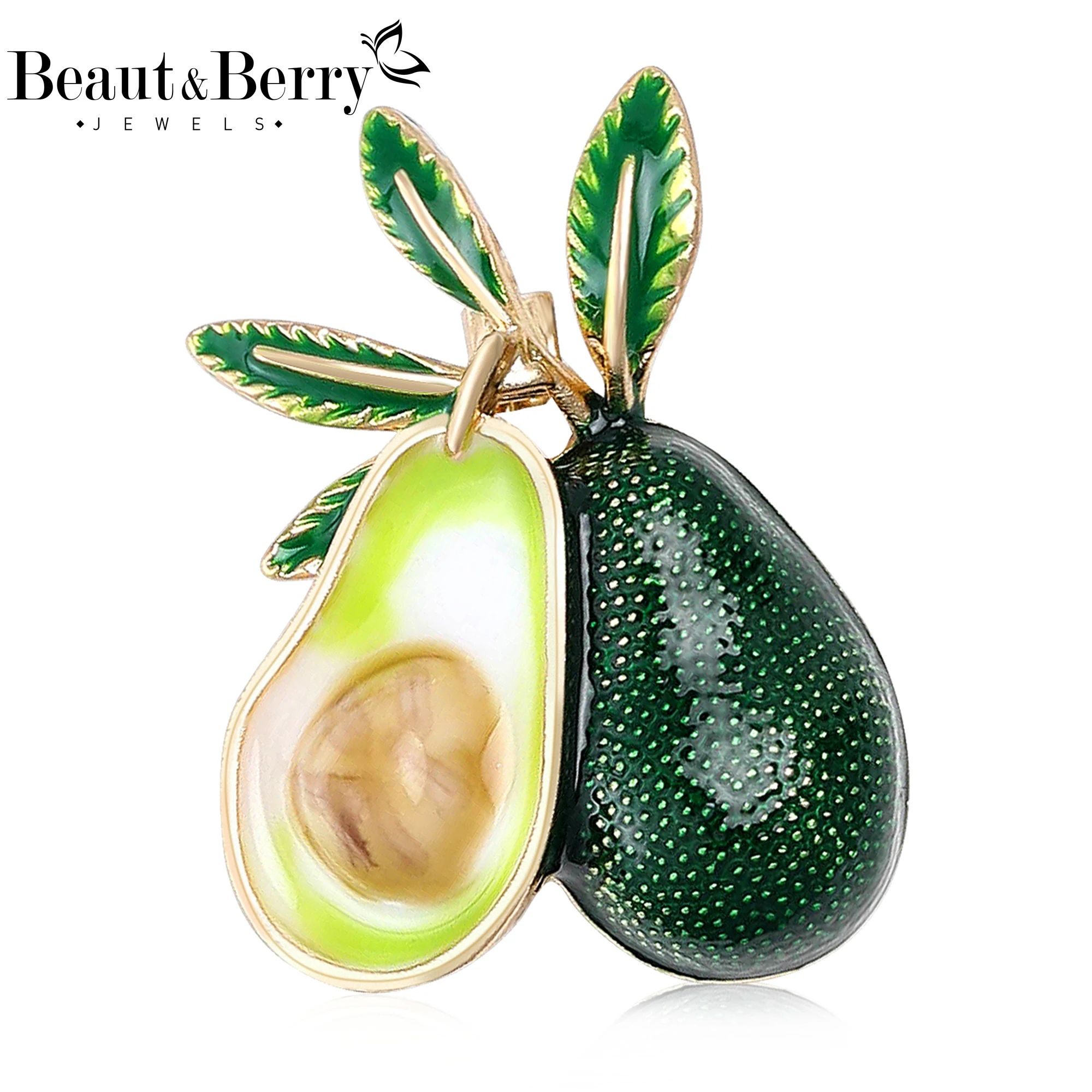 

Beaut&Berry Trendy Enamel Avocado Brooches for Women Unisex Fruit Pins Friends Party New Gifts Banquet Jewellery Accessories