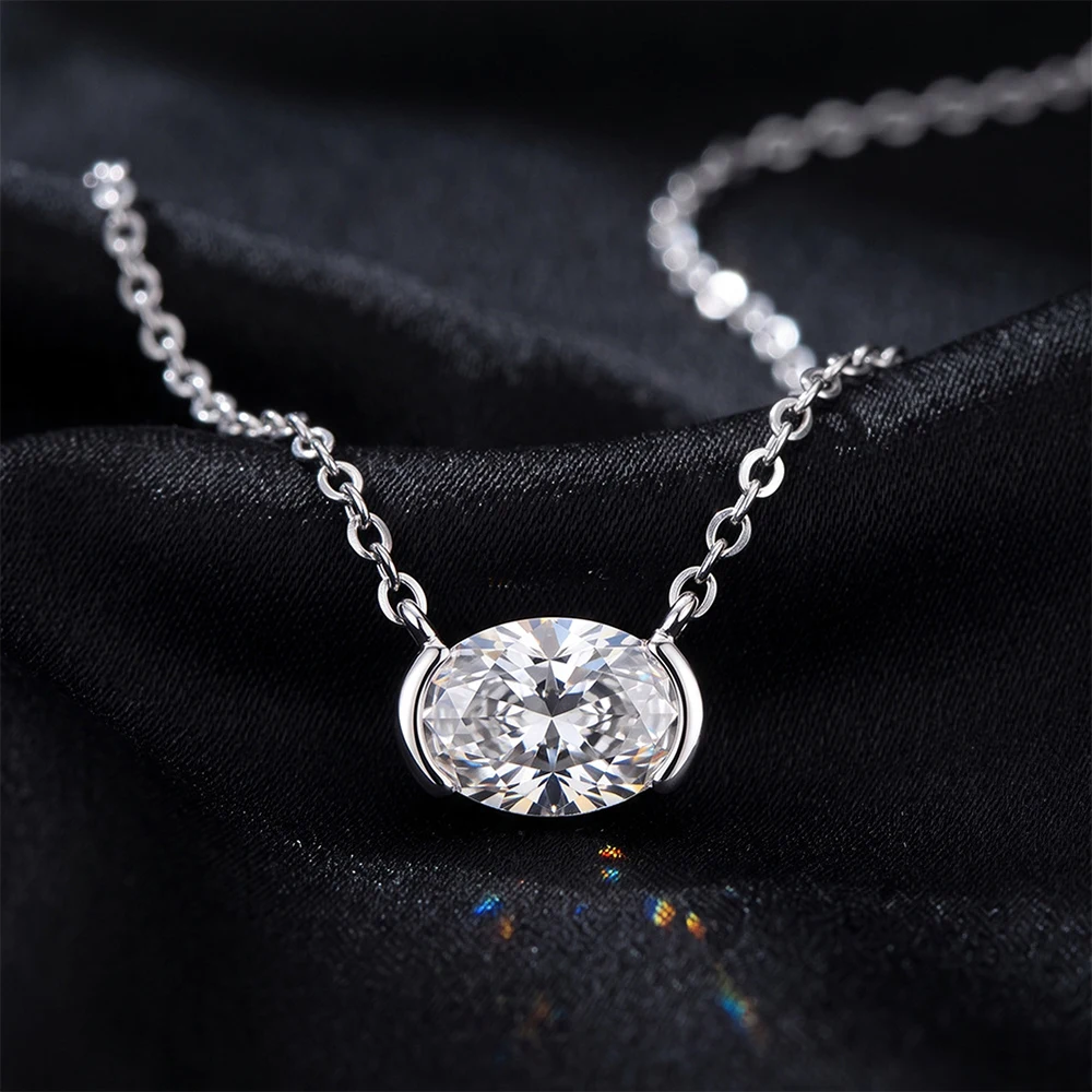 1CT Oval Cut Moissanite Pendan - Bezels Set Pendant review and price