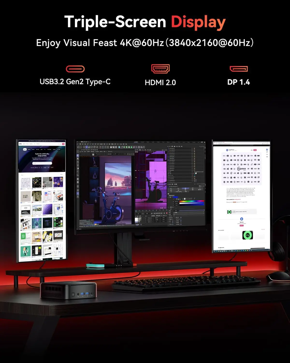 KAMRUI Gaming E3B Mini PC AMD Ryzen 7 5825U 16GB/32GB DDR4 512GB M.2 SSD WiFi6 BT5.2 Mini PC Gaming Komputer Desktop