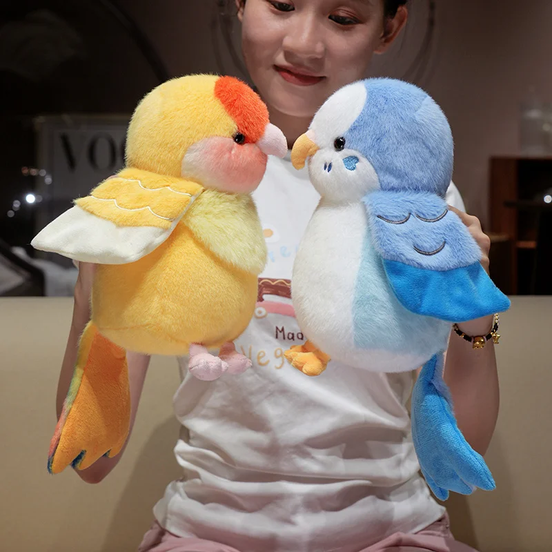 Lovely Simulation Vivid Parrot Hand Puppet Doll Plush Toys Comfy Fluffy Parrot Doll Funny Lively Childhood Education Game Props