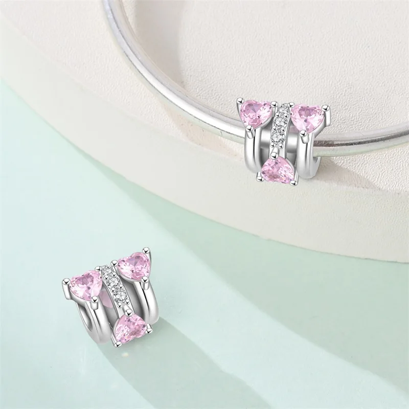 

925 Sterling Silver Heart Shaped Girl Charms Beads For Women Fit Original Bracelet DIY Birthday Party Jewelry Gifts