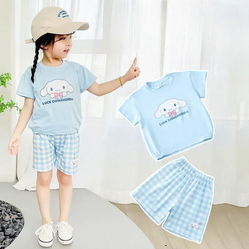 Sanrio Summer Kids set Hello Kitty cute cartoon fashion Western trend two-piece set