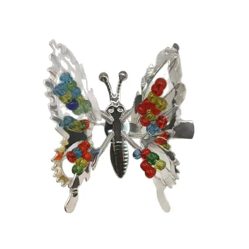 2 Stück modische Haarspangen mit Metallperlen in verschiedenen Farben, hohle Schmetterlingsform, für Damen und Mädchen, Haarschmuck, Haarklammer, Haaraccessoires. – Detail 5