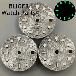 BLIGER 29mm Meteorite Pattern Dials Fit NH34 Movement Green Luminous Suitable for Mechanical Watch Installation Accessories