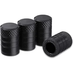 Tire Valve Caps, Black, 4-Pack/Pack, Anodized Aluminum Tire Valve Cap Kit, Corrosion Resistant, Universal Valve Caps