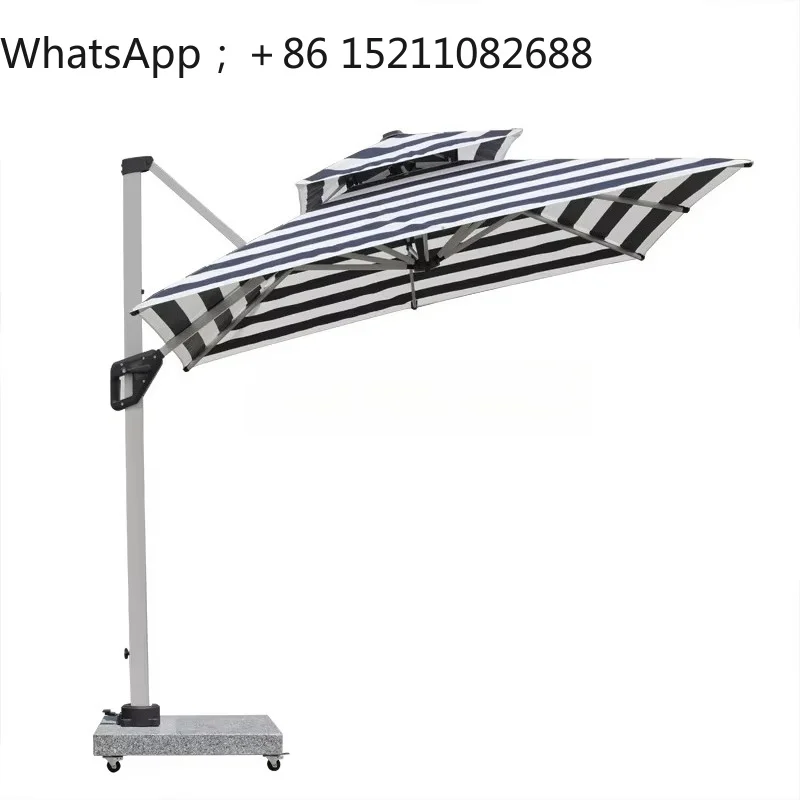 SCY Outdoor Garden Parasol Black Red Yellow Green Striped Side Umbrella Square Large Outdoor Beach Umbrella