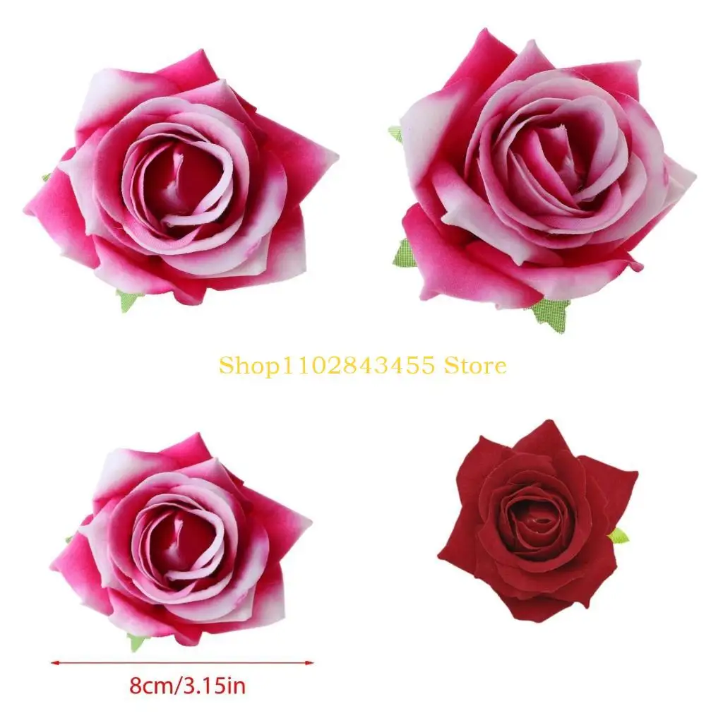 

49MC Женская бархатная ткань Роза Заколка для волос Моделирование Искусственный цветок Корсаж Брошь