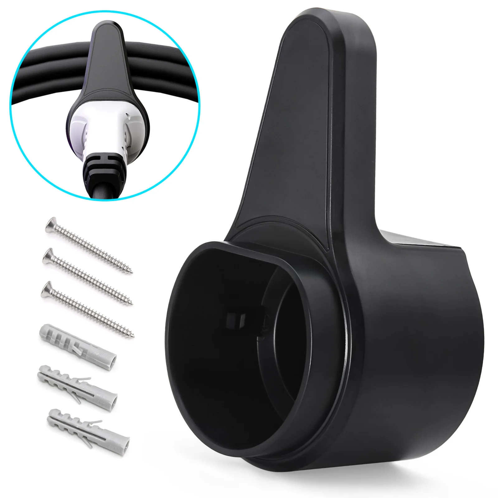 EV Type 2 Charger Strong Holder Electric Car Charger Holder ABS Cable Holder Wall Bracket with Screws for Most EU Standard