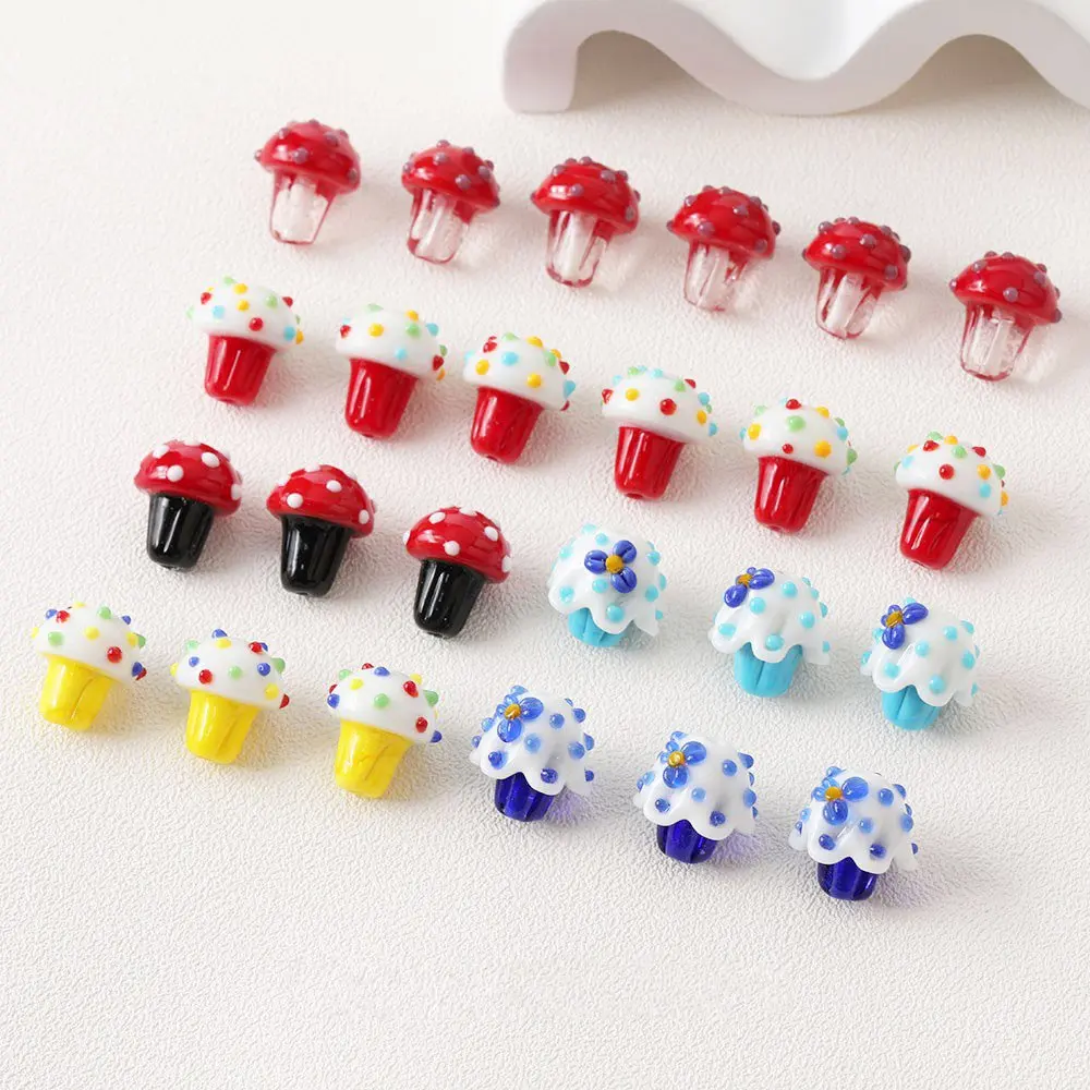 2PCS Glass Ice Cream Charms for Jewelry Making Necklace Beads DIY Hand Made Glass Pendants Accessories 19*19mm