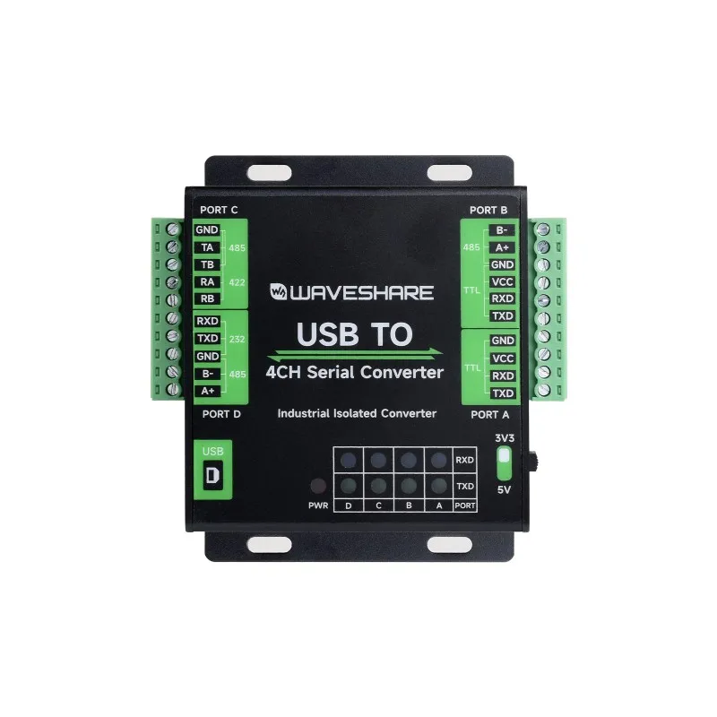 Industriële Usb Naar 4-ch Seriële Converter, Originele Ft4232hl Chip, Ondersteunt Usb Naar Rs232/485/422/Ttl