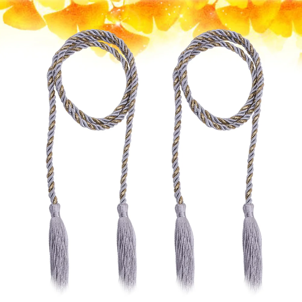 2개 세트 커튼 타이백 로프 실버 그레이 슈퍼 폴리에스터 태슬 중간 두께 얇은 커튼 거즈 쉐이드 스트링 액세서리 홈