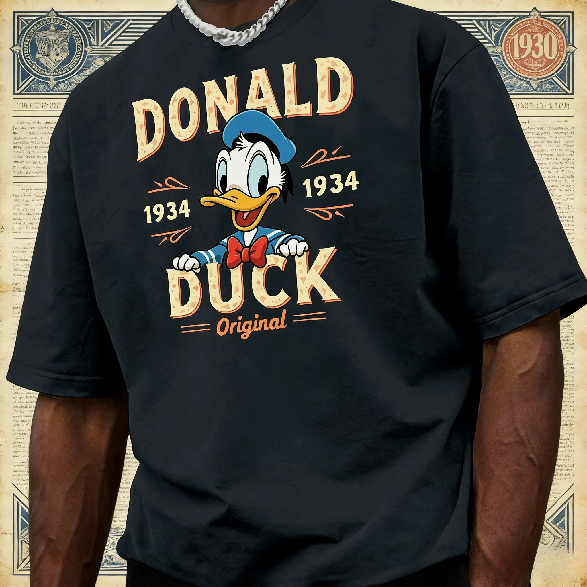 تي شيرت صيفي من القطن الخالص مطبوع عليه دونالد داك اللطيف من ديزني، كاجوال وفضفاض بأكمام قصيرة، مناسب لكل من الرجال والنساء