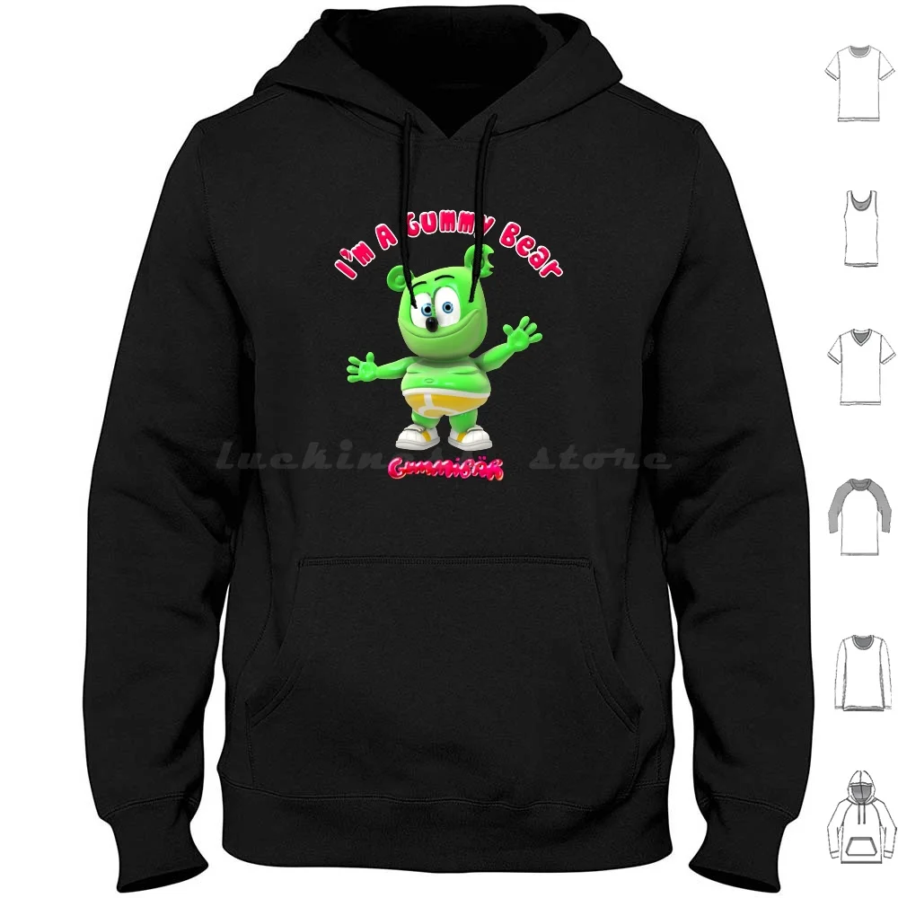 I'M A Gummy Bear Hoodie cotton Long Sleeve Gummy Bear Chubby Bear Gummy Character Bear Gummib ? R Chubby Gummybear Green