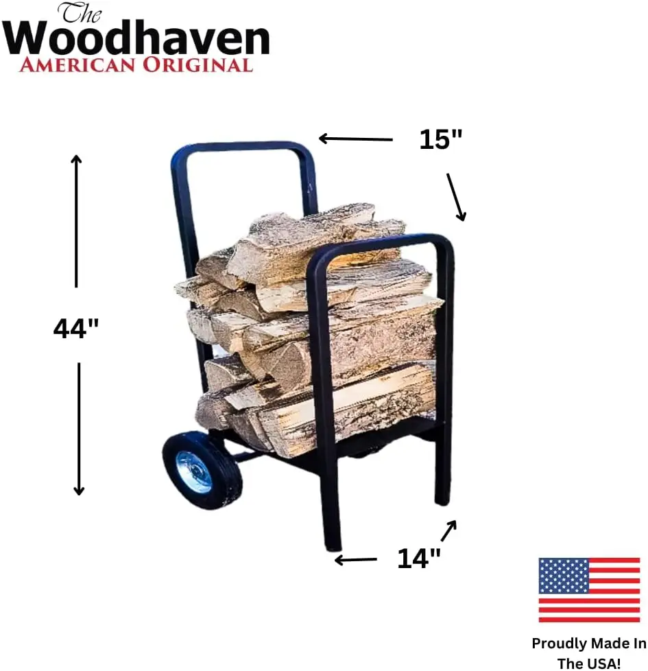 The Woodhaven Firewood Cart - Made in The USA - Convenient and Sturdy Rolling Wood Carrier for Easy Transport -