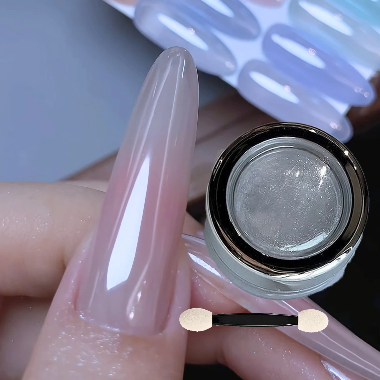 Nail Glitter Chrome - High-Glossy Moonlight Pearl White Mirror Chrome