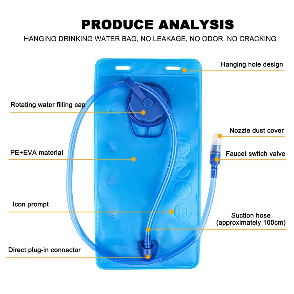 2L Water Bag Folding Water Bladder Reservoir Hydration Pack Storage Bag For Outdoor Motorcycle Riding Bicycle Drinking Backpack