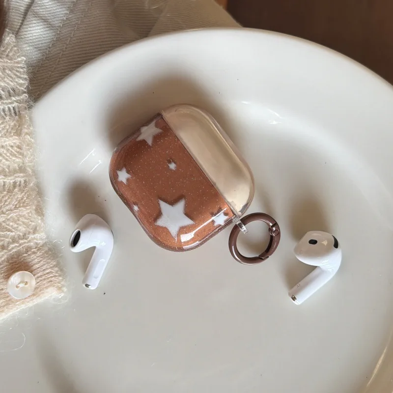 

Star Glitter transparent headphone Case wireless bluetooth charging box for apple airpods 1 3 2 4 pro 2nd headset cover