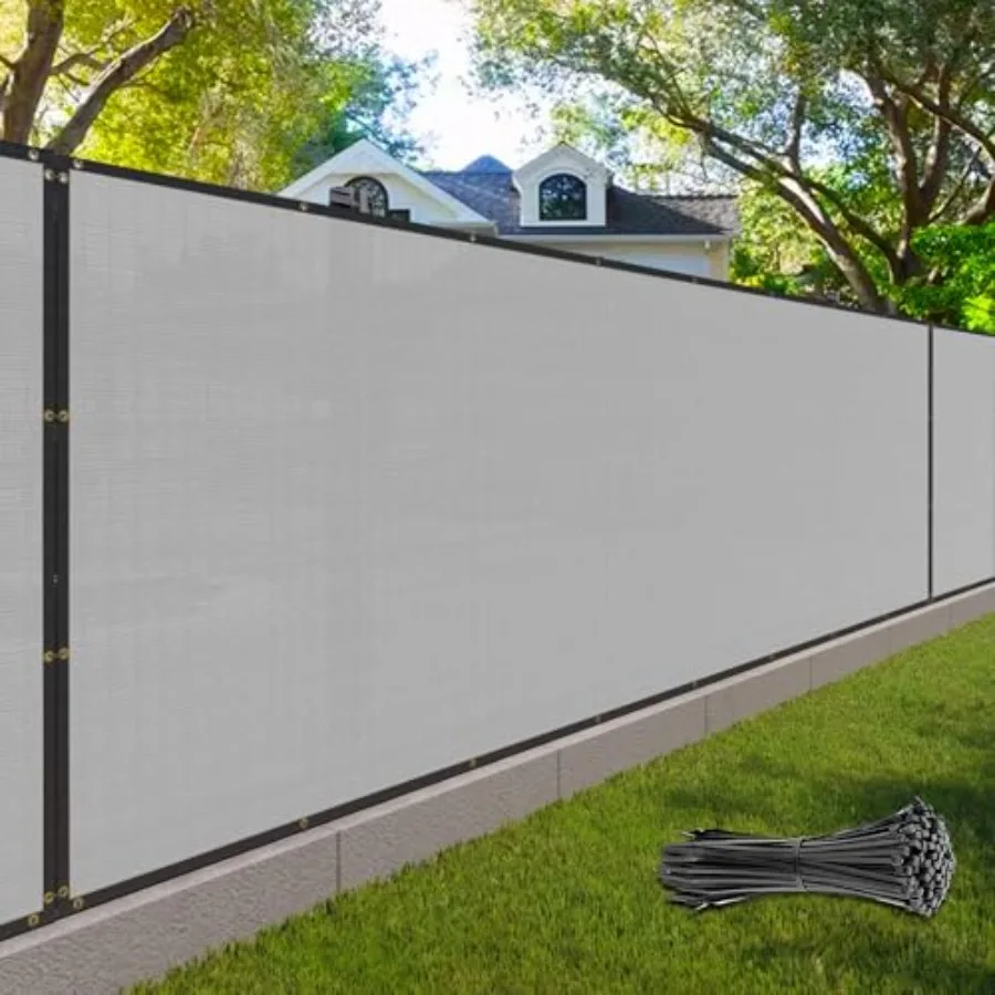 

Серая затеняющая сетка для забора 6' x 50' коммерческого класса, сверхпрочная, с черными креплениями, для садов, задних дворов, патио, строительных проектов