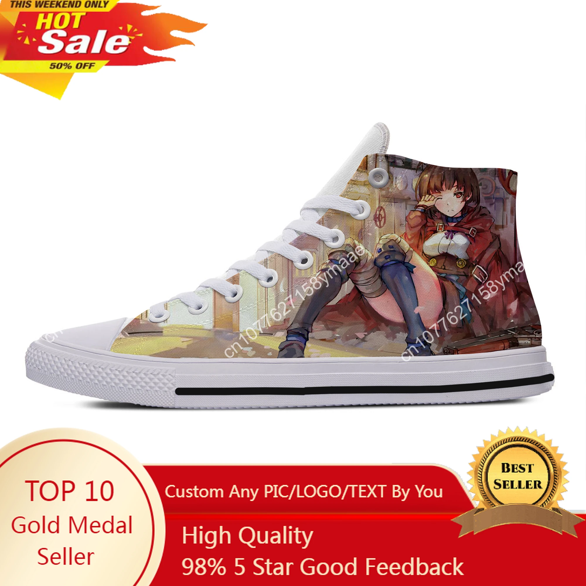 

Hot Cool Fashion Funny Sneakers Casual Shoes Men Women Anime Koutetsujou No Kabaneri The Iron Fortress High Help Board Shoes